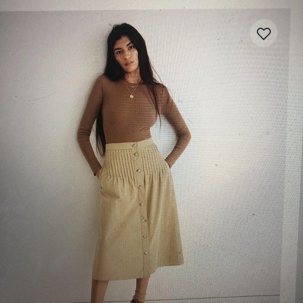 Button-Front Pintuck Midi Skirt (CURRENTLY SOLD_OUT On Madewell